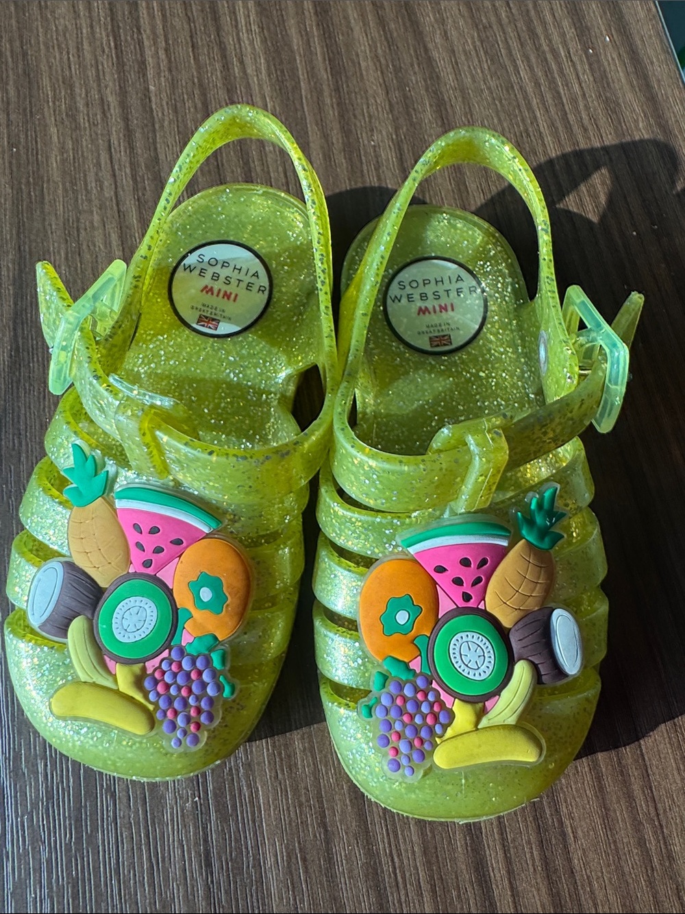 Sophia Webster Mini Glitter Jelly Sandals with Fruit Charms UK 6